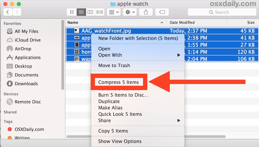 create a zip file for email mac